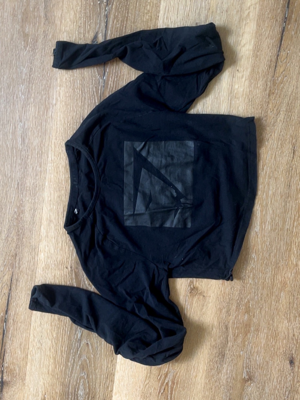 Gymshark Black Long Sleeve Cropped Tee with Logo Panel